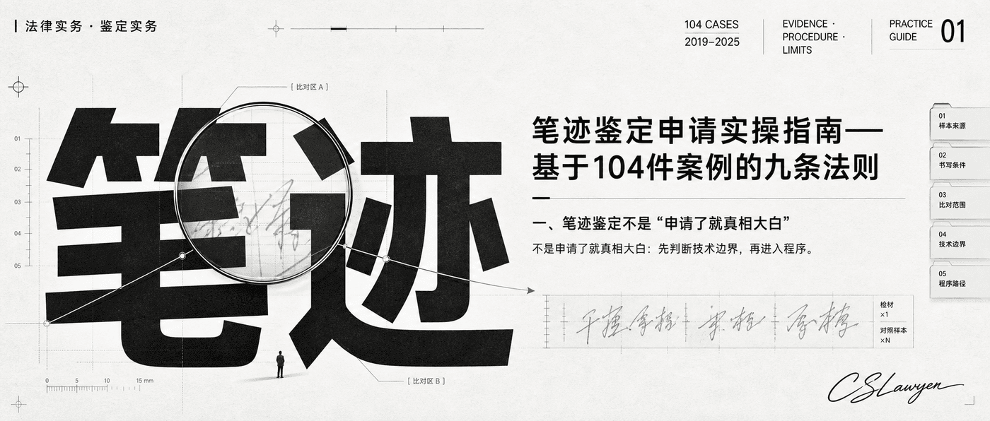 笔迹鉴定申请实操指南——基于104件案例的九条法则封面图