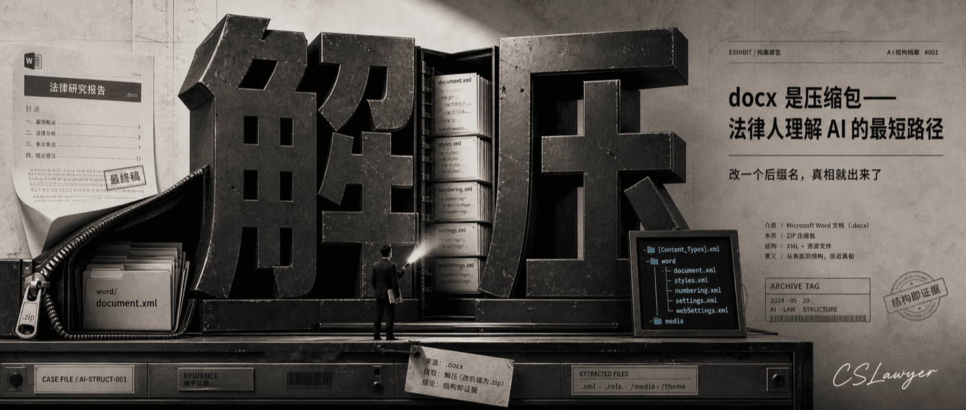 docx 是压缩包——法律人理解 AI 的最短路径封面图
